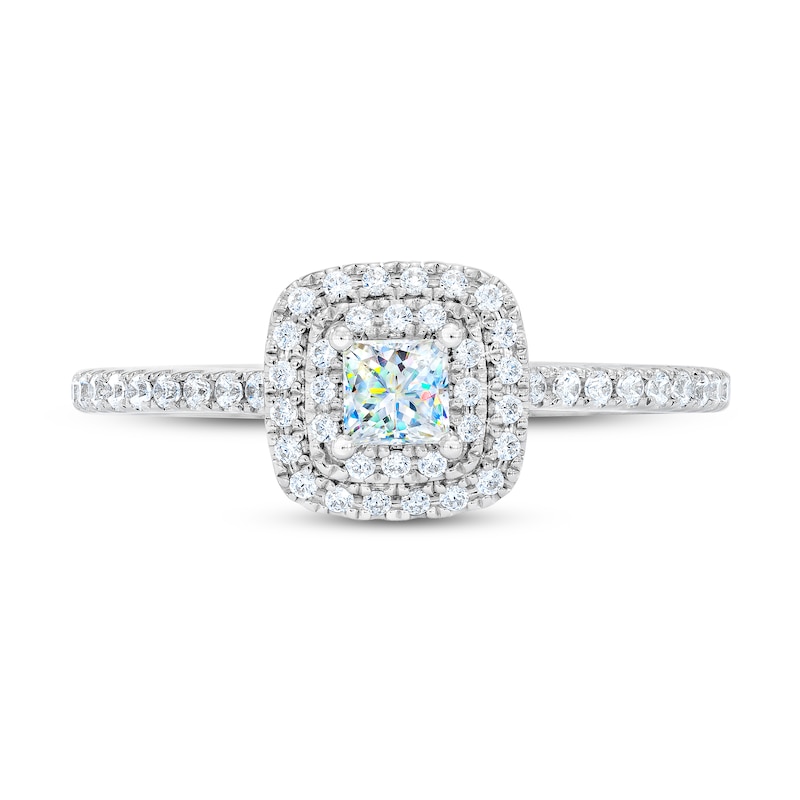 THE LEO First Light Diamond Engagement Ring 1/2 ct tw Princess/Round 14K White Gold