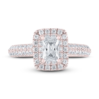 THE LEO Diamond Engagement Ring 1 ct tw Emerald & Round-cut 14K Rose Gold