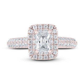 THE LEO Diamond Engagement Ring 1 ct tw Emerald & Round-cut 14K Rose Gold