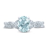 Thumbnail Image 1 of Oval Aquamarine Engagement Ring 1/4 ct tw Diamonds 14K White Gold