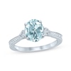 Thumbnail Image 0 of Oval Aquamarine Engagement Ring 1/3 ct tw Diamonds 14K White Gold