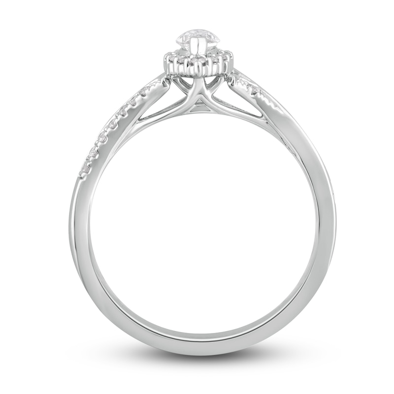 Diamond Engagement Ring 3/8 ct tw Marquise & Round 14K White Gold
