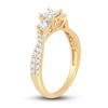 Thumbnail Image 1 of Memories Moments Magic Three-Stone Diamond Engagement Ring 1 ct tw Princess/Round-Cut 14K Yellow Gold
