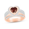 Thumbnail Image 0 of Garnet & Diamond Bridal Set 1/2 ct tw Heart & Round-cut 10K Rose Gold