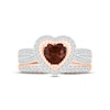 Thumbnail Image 1 of Garnet & Diamond Bridal Set 1/2 ct tw Heart & Round-cut 10K Rose Gold