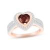 Thumbnail Image 2 of Garnet & Diamond Bridal Set 1/2 ct tw Heart & Round-cut 10K Rose Gold