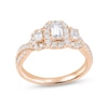 Thumbnail Image 0 of Memories Moments Magic Diamond Three-Stone Engagement Ring 1 ct tw Emerald & Round-cut 14K Rose Gold