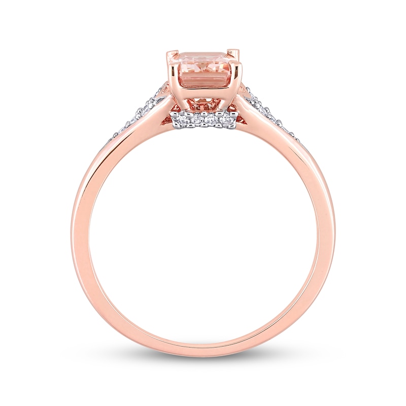 Morganite & Diamond Engagement Ring 1/10 ct tw Round-cut 10K Rose Gold