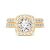 Thumbnail Image 2 of Lab-Created Diamonds by KAY Round-Cut Cushion Frame Bridal Set 3 ct tw 14K Yellow Gold