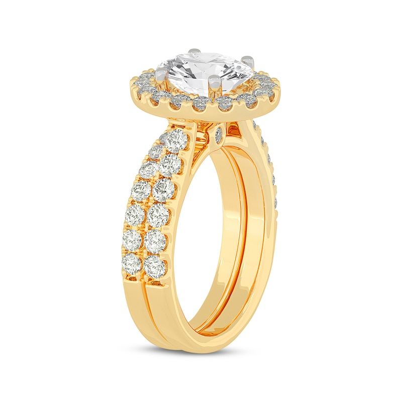 Lab-Created Diamonds by KAY Oval-Cut Halo Bridal Set 3 ct tw 14K Yellow Gold
