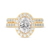 Thumbnail Image 2 of Lab-Created Diamonds by KAY Oval-Cut Halo Bridal Set 3 ct tw 14K Yellow Gold