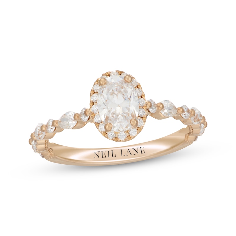 Neil Lane Premiere Oval-Cut Diamond Halo Engagement Ring 1-1/2 ct tw 14K Yellow Gold