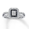 Thumbnail Image 0 of Black Diamond Ring Princess-Cut 10K White Gold