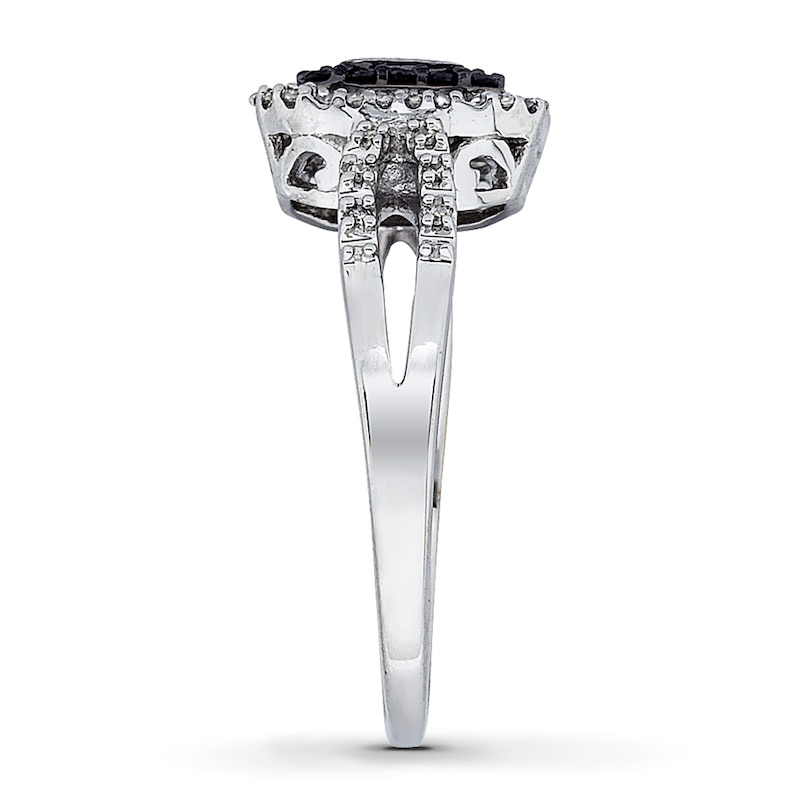 Black Diamond Ring Princess-Cut 10K White Gold
