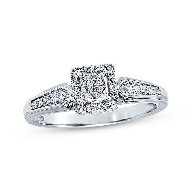 Diamond Promise Ring 1/4 ct tw Princess-cut 10K White Gold