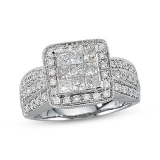 Diamond Ring 1 ct tw Princess-cut 14K White Gold | Kay