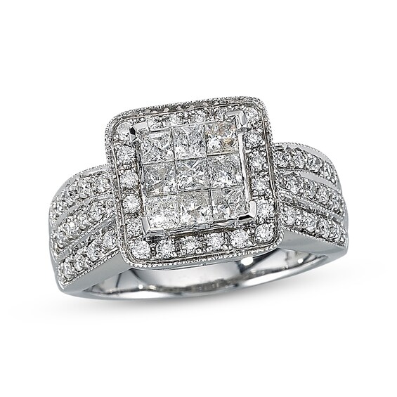 Diamond Ring 1 ct tw Princess-cut 14K White Gold