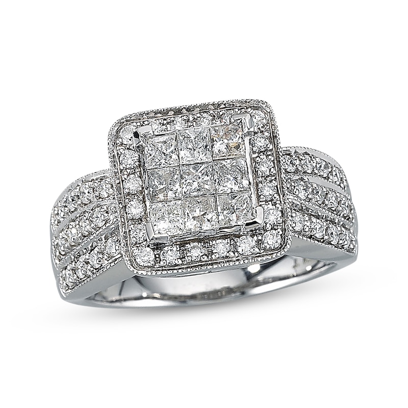 Main Image 1 of Diamond Ring 1 ct tw Princess-cut 14K White Gold