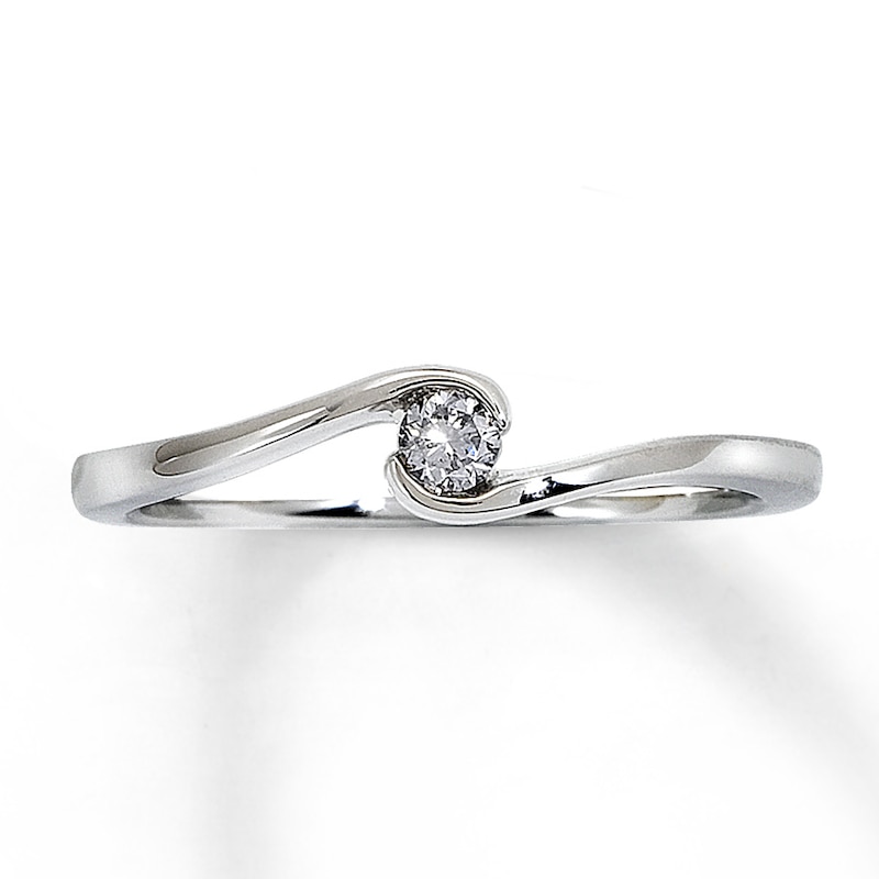 Main Image 1 of Diamond Promise Ring 1/15 Carat Round-cut 10K White Gold