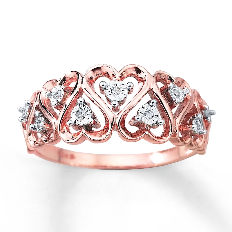 Diamond Heart Promise Ring 10K Two-Tone Gold
