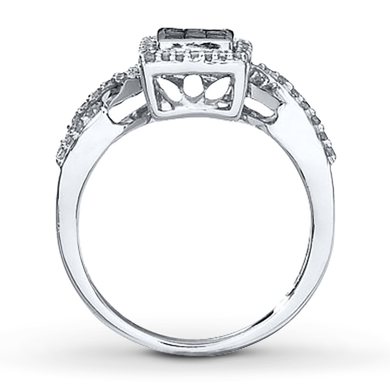 Main Image 2 of Blue Diamond Ring 1/2 ct tw Princess-cut 10K White Gold