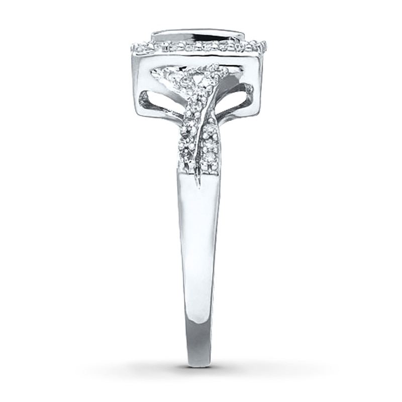 Main Image 3 of Blue Diamond Ring 1/2 ct tw Princess-cut 10K White Gold