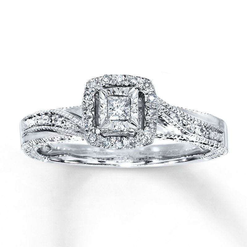 Main Image 1 of Diamond Promise Ring 1/6 ct tw Princess-cut Sterling Silver
