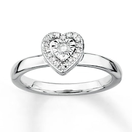 Stackable Diamond Promise Ring 1/8 ct tw Sterling Silver