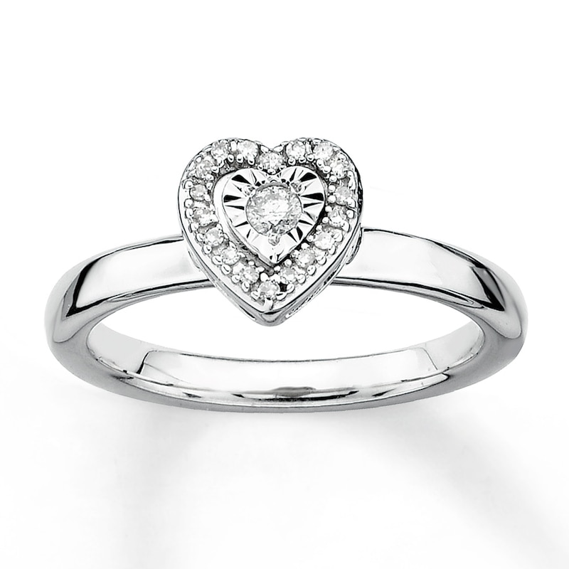 Main Image 1 of Stackable Diamond Promise Ring 1/8 ct tw Sterling Silver