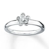 Thumbnail Image 1 of Stackable Flower Ring Diamond Accents Sterling Silver