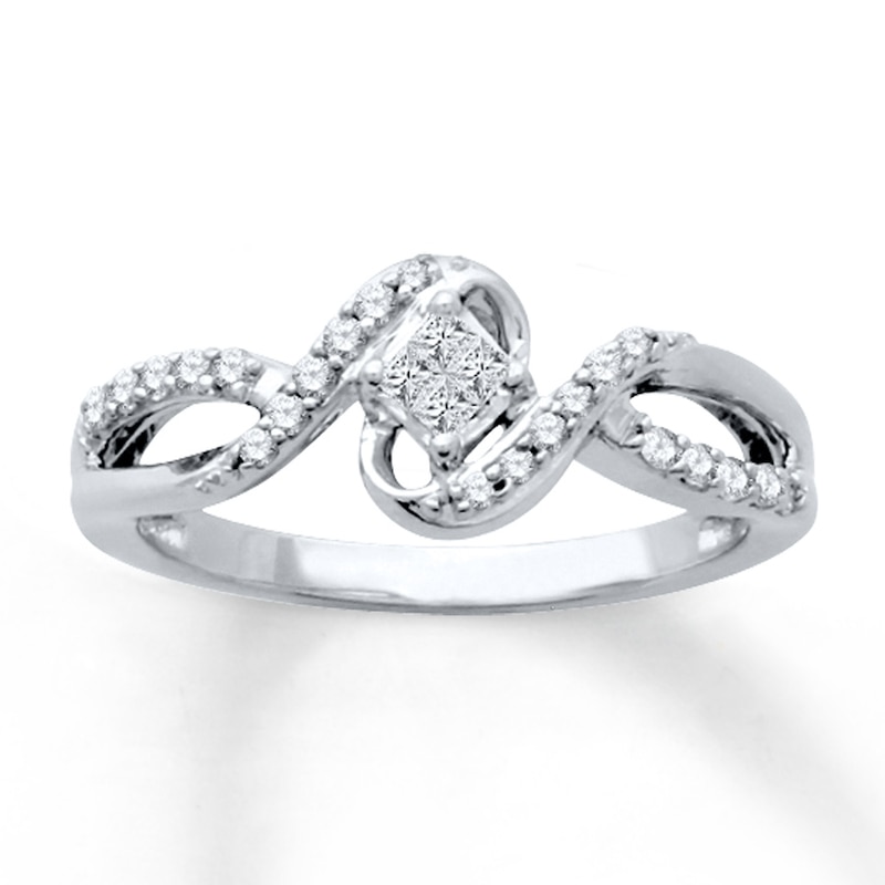 Main Image 1 of Princess-Cut Diamond Quad Promise Ring 1/4 ct tw Sterling Silver