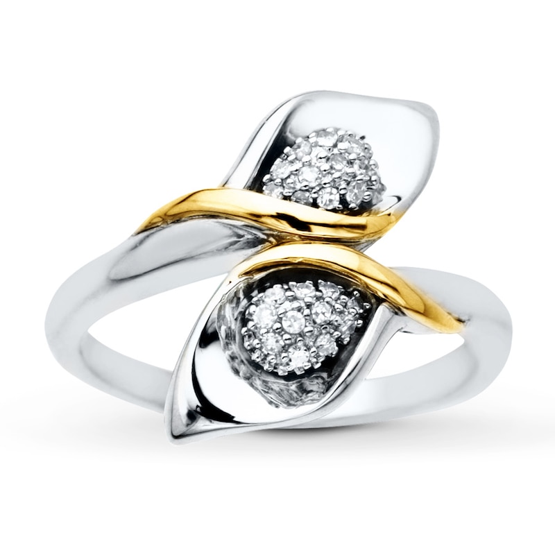 Main Image 1 of Calla Lily Ring 1/10 ct tw Diamonds Sterling Silver & 10K Yellow Gold