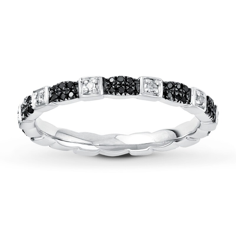 Black Diamond Stackable Ring in Sterling Silver Black Diamond Stackable Ring in Sterling Silver
