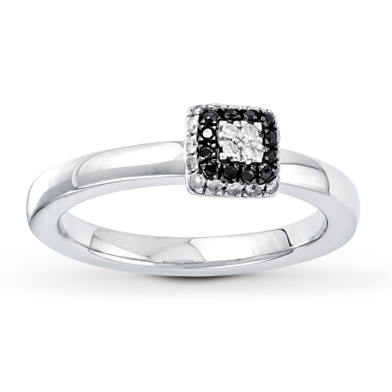 Black/White Diamond Ring 1/6 ct tw Diamonds Sterling Silver