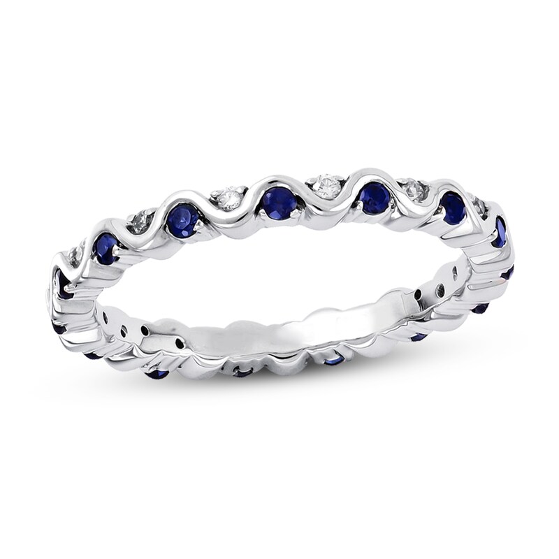 Lab-Created Sapphire 1/8 ct tw Diamonds Sterling Silver