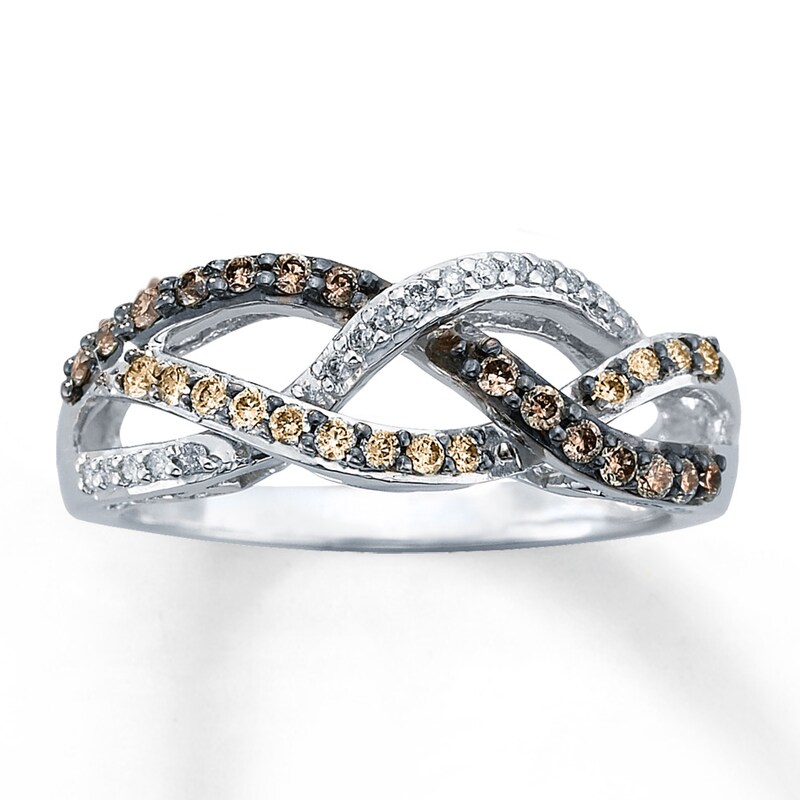 Main Image 1 of Brown Diamond Ring 1/3 ct tw Round-cut Sterling Silver