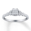 Thumbnail Image 1 of Vintage-Inspired Multi-Diamond Promise Ring 1/8 ct tw Sterling Silver