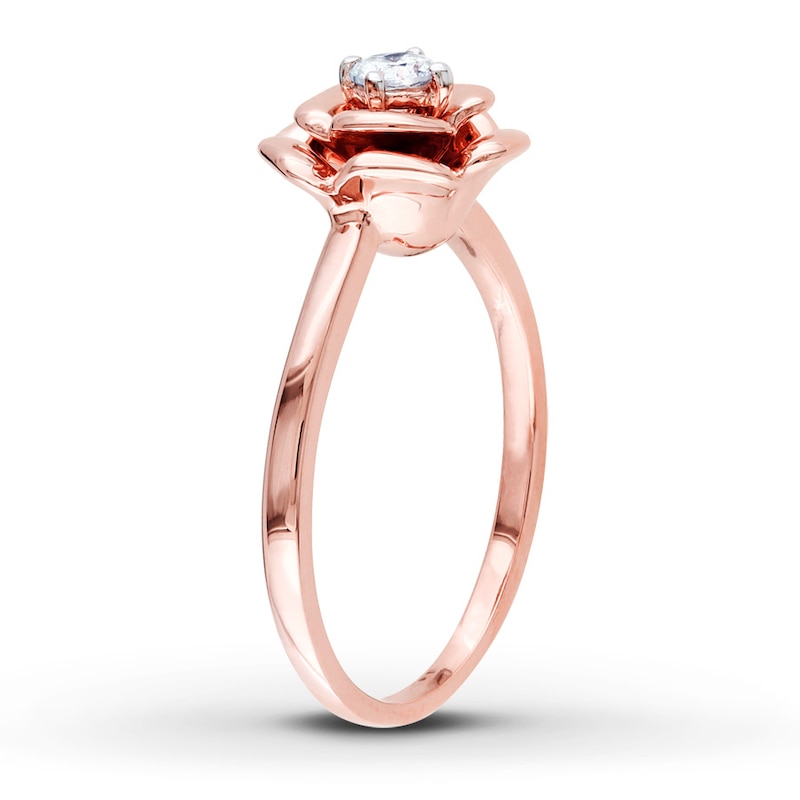 Diamond Flower Promise Ring 1/8 Carat Round-cut 10K Rose Gold