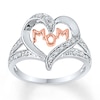 Thumbnail Image 1 of Mom Heart Ring 1/10 ct tw Diamonds Sterling Silver & 10K Rose Gold