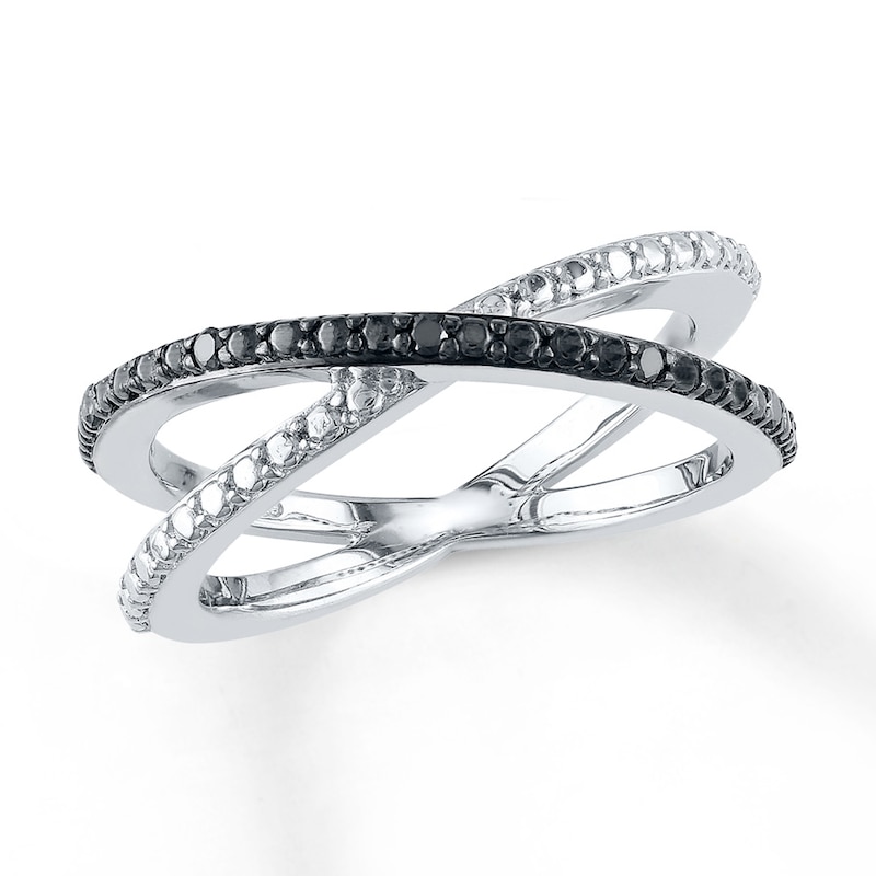 Main Image 1 of Black Diamond Ring 1/20 ct tw Round-cut Sterling Silver