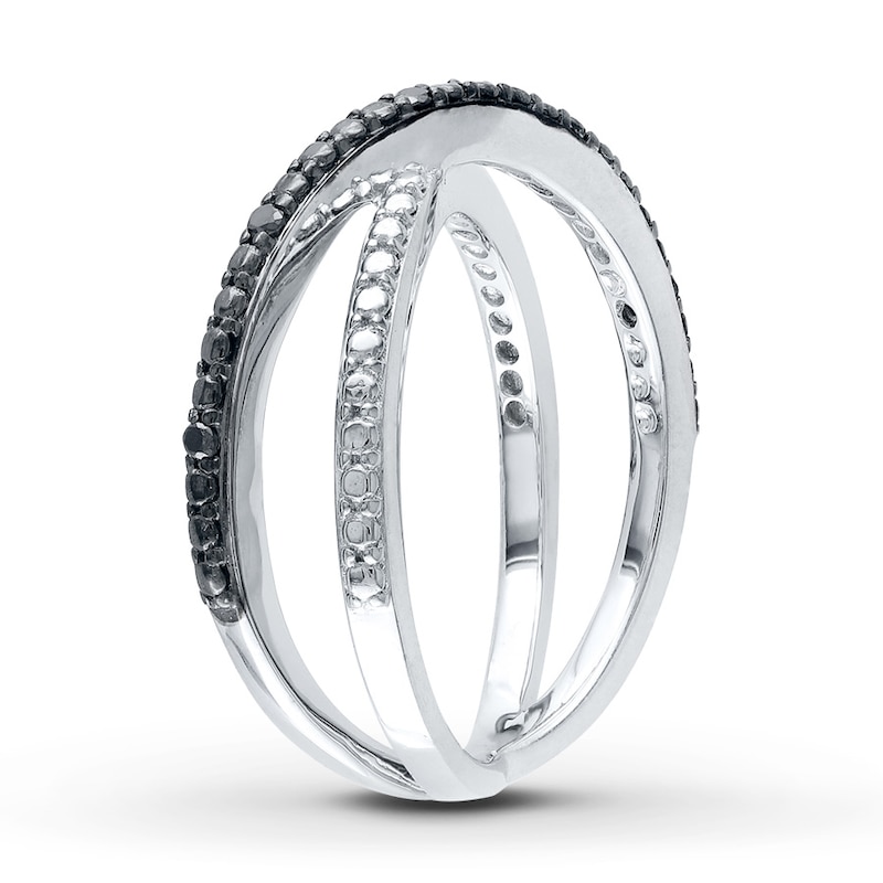 Main Image 2 of Black Diamond Ring 1/20 ct tw Round-cut Sterling Silver