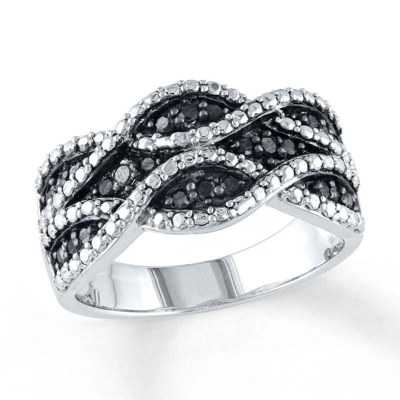 Main Image 1 of Black Diamond Ring 1/4 ct tw Round-cut Sterling Silver
