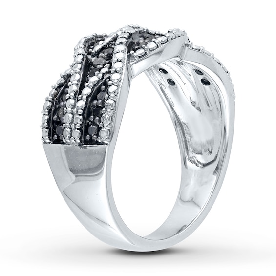 Black Diamond Ring 1/4 ct tw Round-cut Sterling Silver | Kay