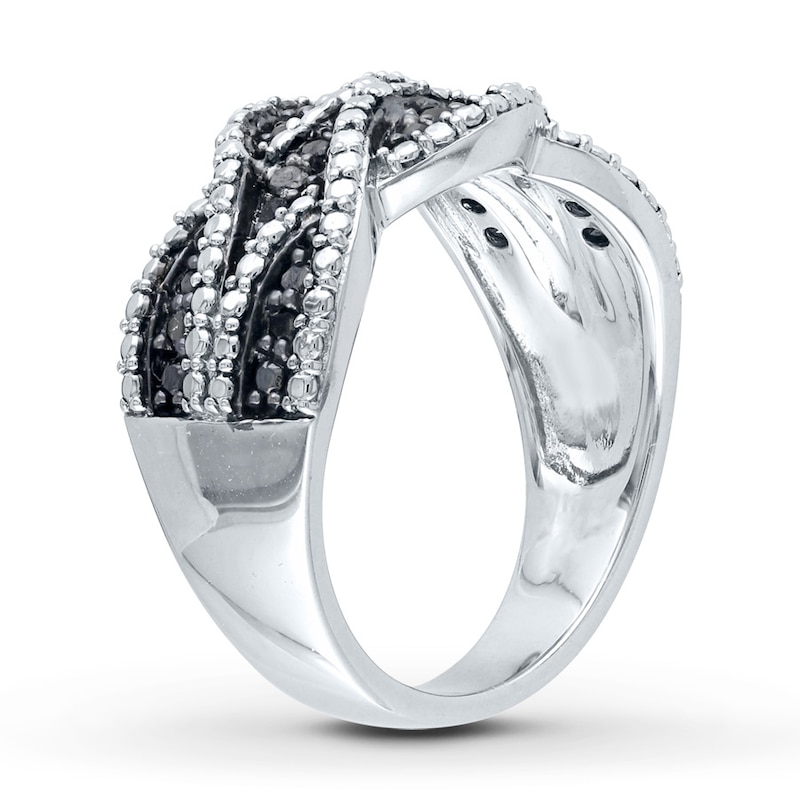 Main Image 2 of Black Diamond Ring 1/4 ct tw Round-cut Sterling Silver