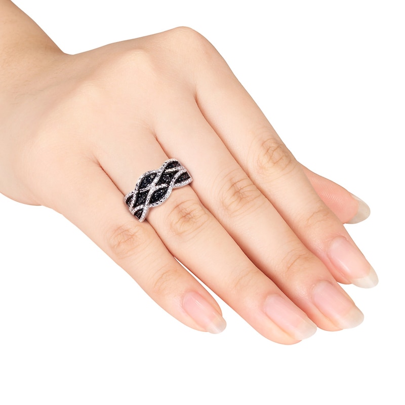 Main Image 3 of Black Diamond Ring 1/4 ct tw Round-cut Sterling Silver