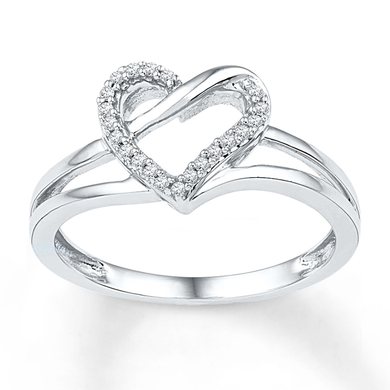 Main Image 1 of Diamond Heart Ring 1/20 ct tw Round-cut Sterling Silver