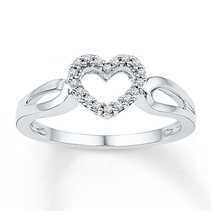 Main Image 1 of Diamond Heart Promise Ring 1/15 ct tw Sterling Silver
