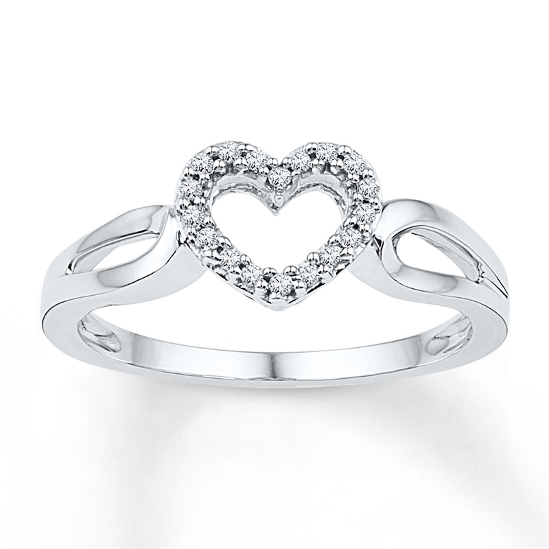 Diamond Heart Promise Ring 1/15 ct tw Round-cut Sterling Silver