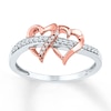 Thumbnail Image 1 of Diamond Heart Ring 1/10 cttw Round-cut Sterling Silver & 10K Rose Gold