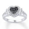 Thumbnail Image 0 of Black/White Diamond Heart Ring 1/4 ct tw Sterling Silver